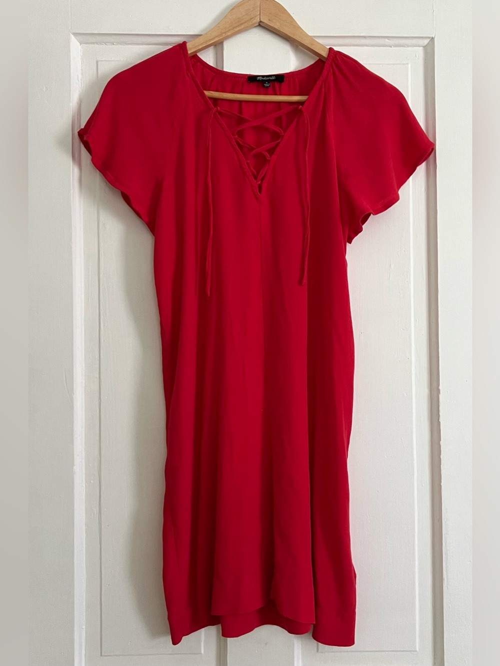 Madewell Size Small Flutter Sleeve Coral Dress Lightweight Relaxed Fit